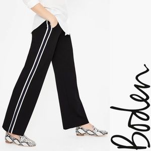 Wells Wide Leg Ponte Pants - Black w/ Ivory Stripe